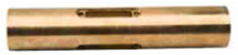 Flow screen house: brass pulser housing with castellated end, threaded sections, and hex wrench collar